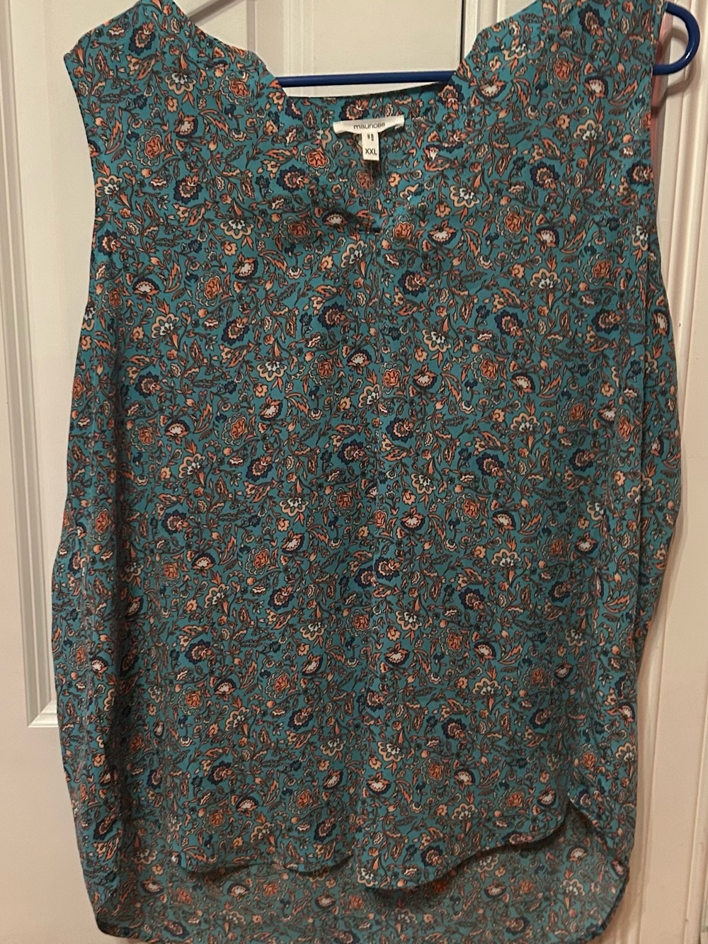 Maurices Teal Floral Button-Front Blouse